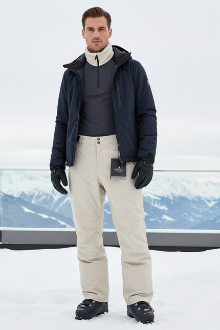 Pantalon De Ski Beige Homme Imperméable Coupe Droite - Polyester