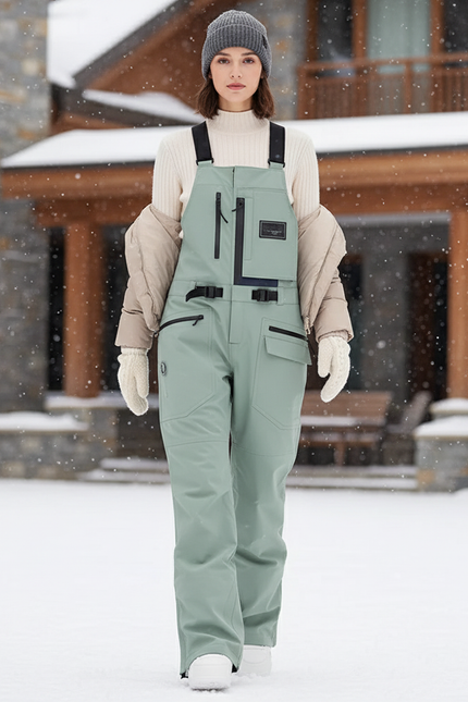 Pantalon De Ski Salopette Vert Menthe Imperméable Unisexe - Polyester