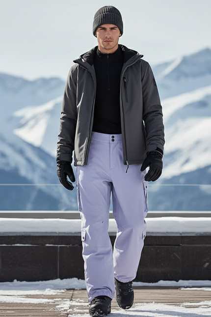 Pantalon De Ski Lilas Imperméable Ample Unisexe Cargo - Violet Polyester