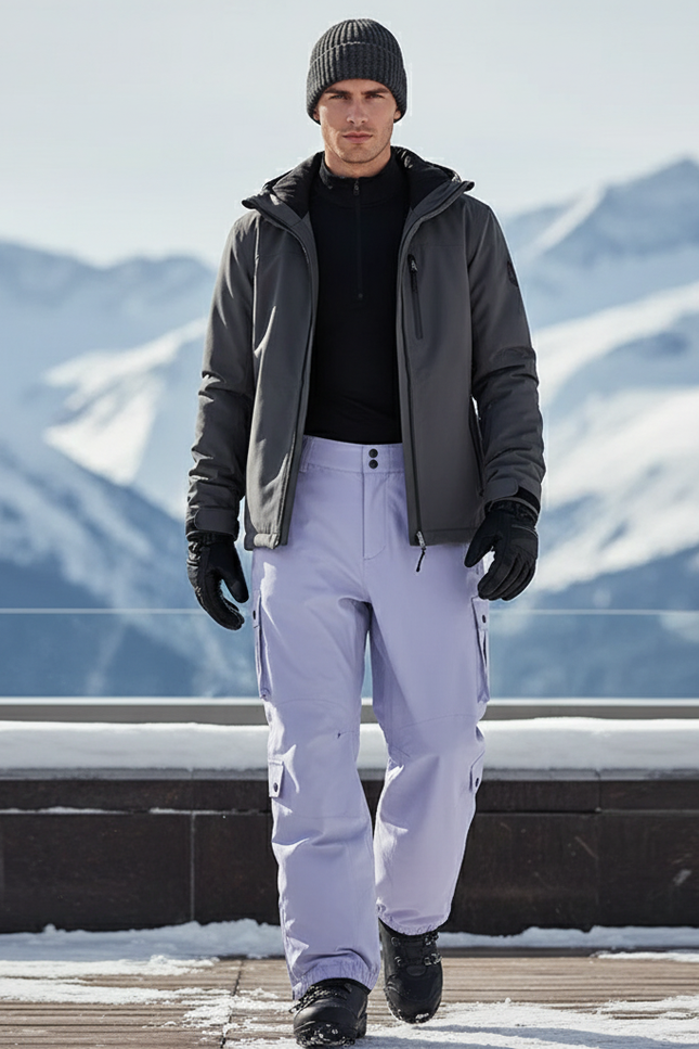Pantalon De Ski Lilas Imperméable Ample Unisexe Cargo - Violet Polyester