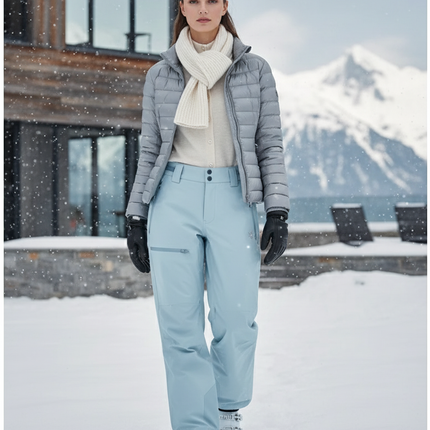 Pantalon De Ski Bleu Pâle Ample Imperméable Unisexe - Polyester