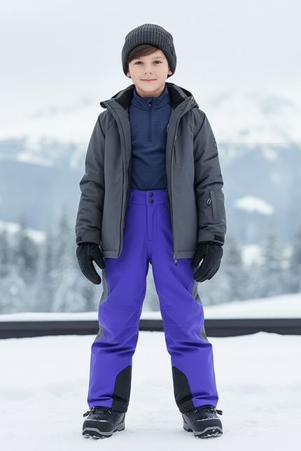 Pantalon De Ski Violet Enfant Imperméable Hiver Coupe Droite - Polyester