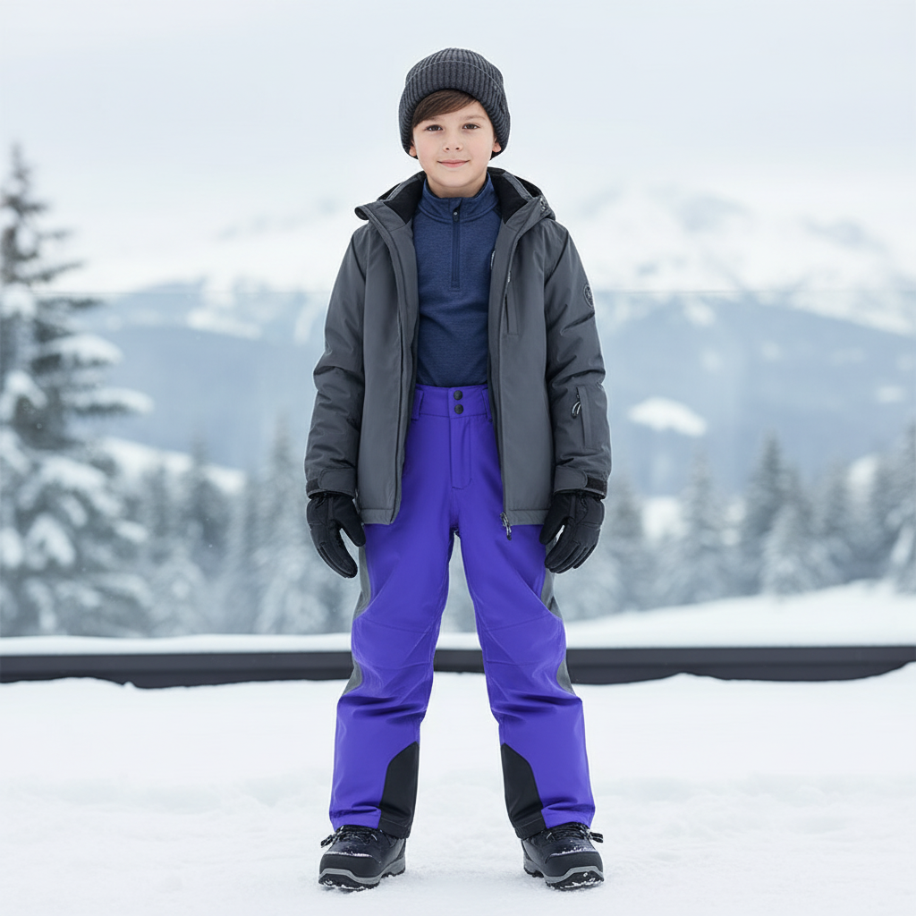Pantalon De Ski Violet Enfant Imperméable Hiver Coupe Droite - Polyester