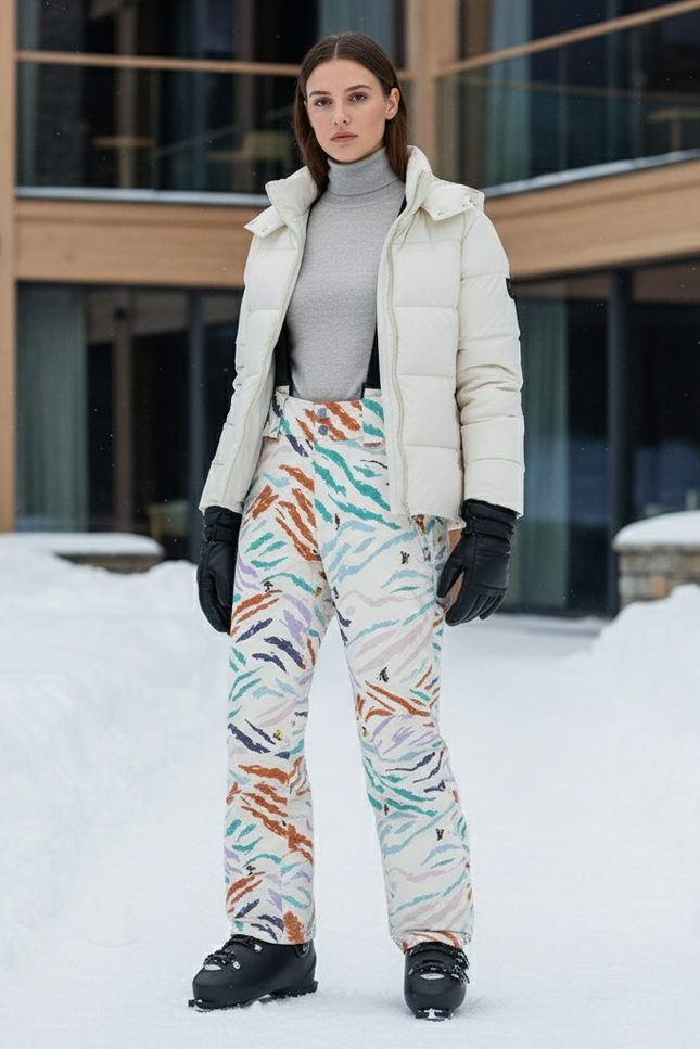 Pantalon De Ski Imprimé Zèbre Multicolore Étanche Femme - Polyester
