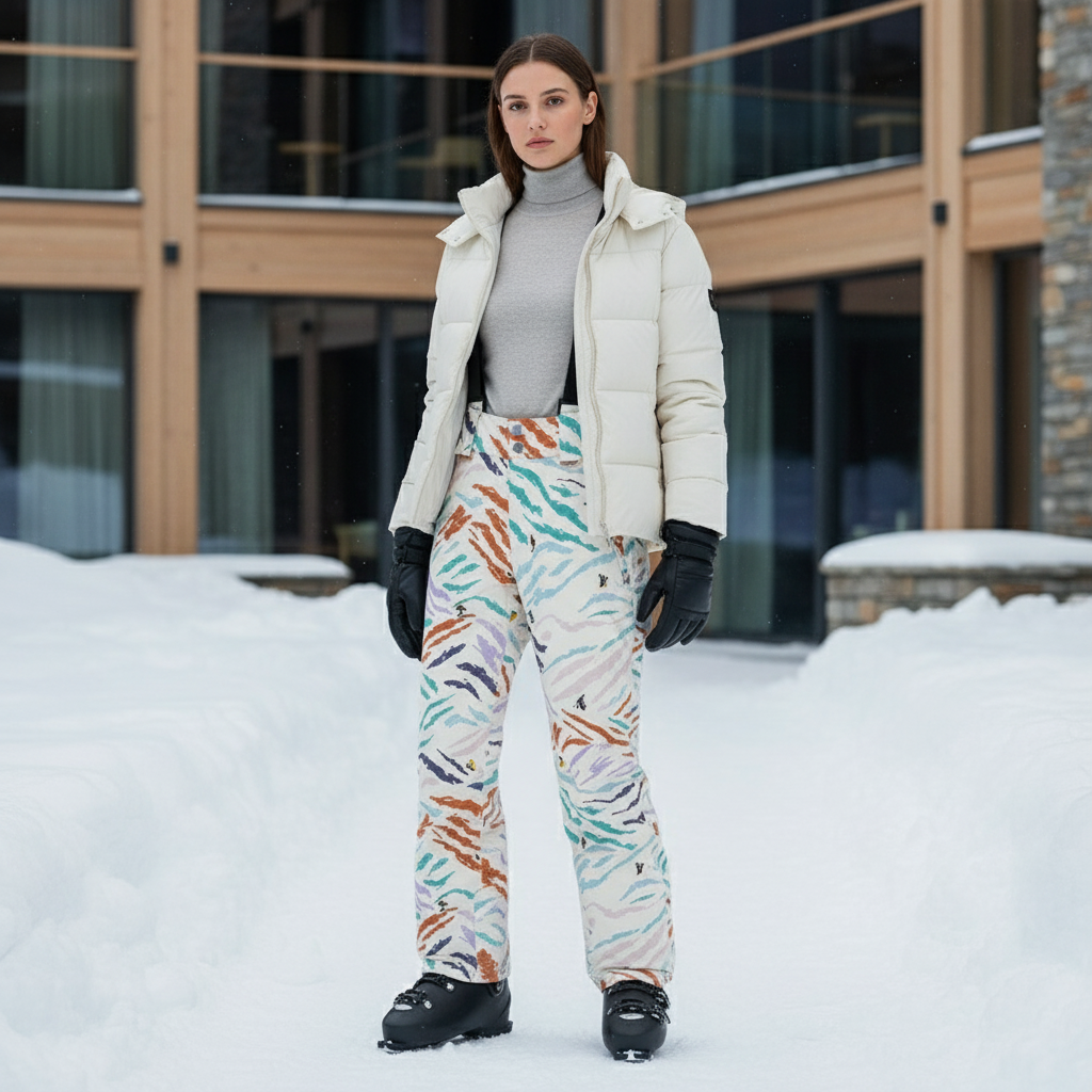 Pantalon De Ski Imprimé Zèbre Multicolore Étanche Femme - Polyester