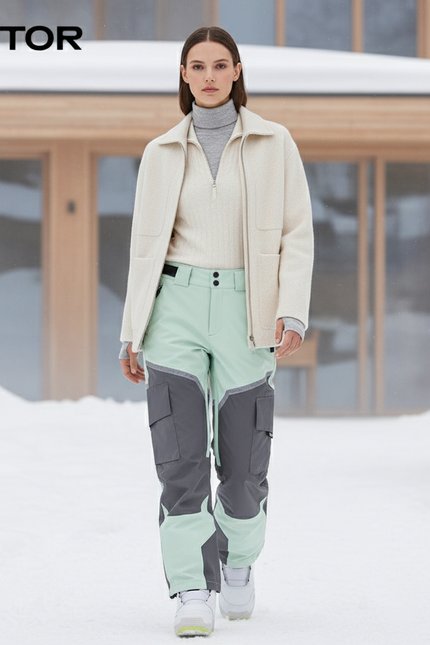Pantalon De Ski Bicolore Cargo Imperméable Femme Hiver - Multicolore Polyester