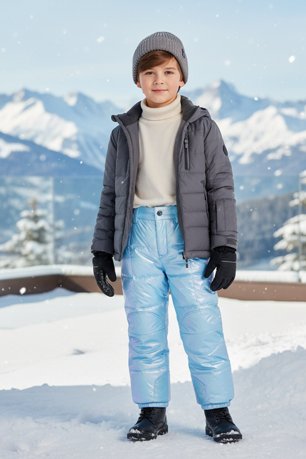 Pantalon De Ski Enfant Brillant Rembourré Imperméable Bleu Clair - Polyester