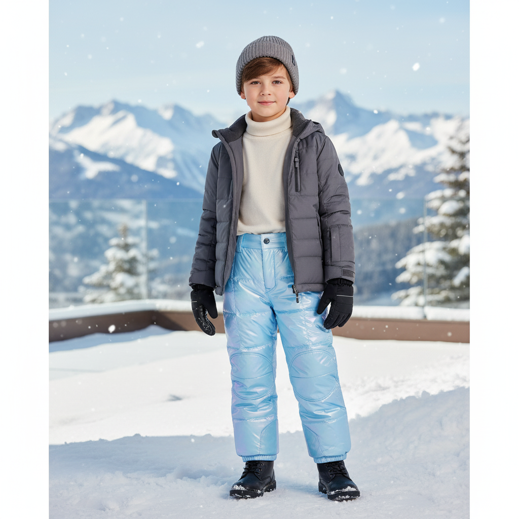 Pantalon De Ski Enfant Brillant Rembourré Imperméable Bleu Clair - Polyester