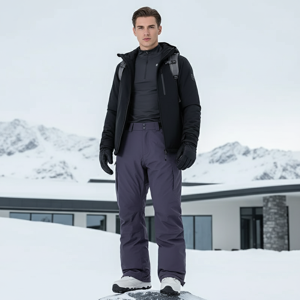 Pantalon De Ski Gris Foncé Imperméable Cargo Homme - Polyester