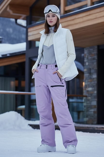 Pantalon De Ski Lilas Imperméable Coupe Droite Femme - Violet Polyester
