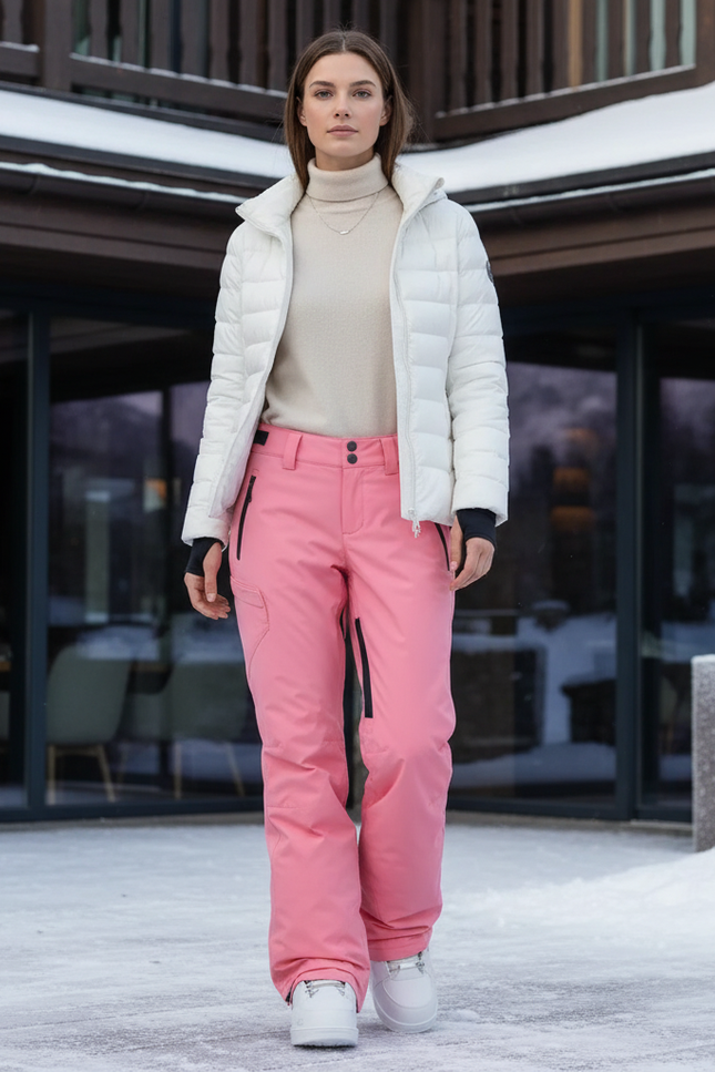 Pantalon De Ski Rose Poudré Ample Imperméable Femme - Polyester
