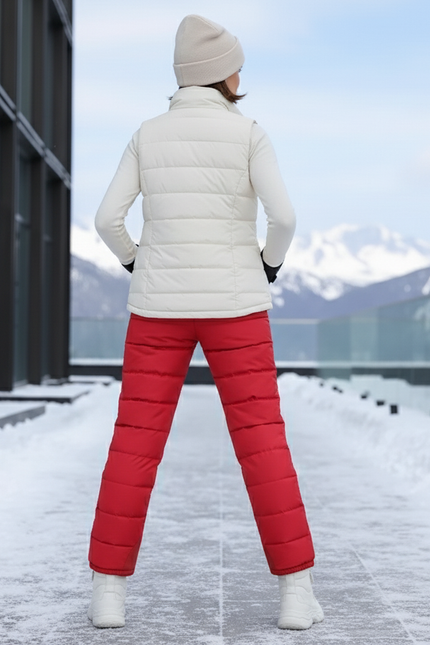 Pantalon De Ski Rouge Matelassé Imperméable Femme Taille Haute - Polyester - vue 2