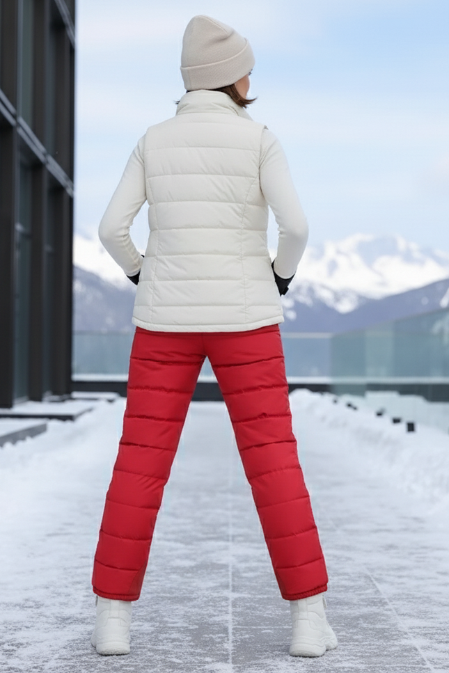 Pantalon De Ski Rouge Matelassé Imperméable Femme Taille Haute - Polyester - vue 2