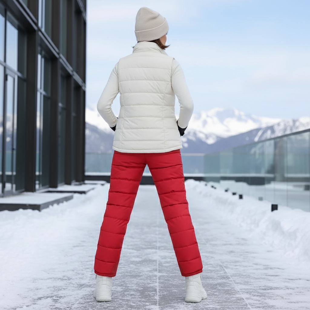Pantalon De Ski Rouge Matelassé Imperméable Femme Taille Haute - Polyester - vue 2
