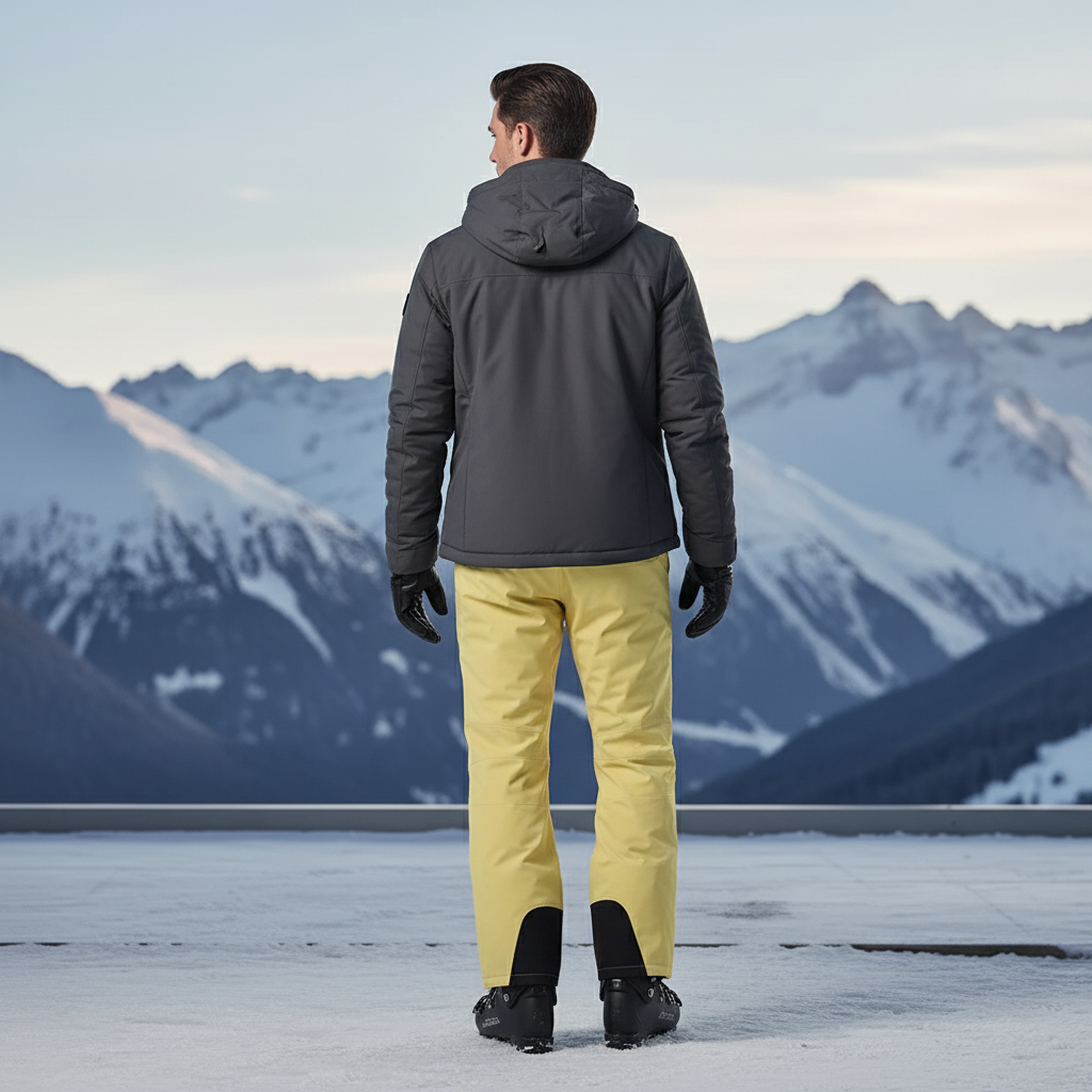 Pantalon De Ski Jaune Réfléchissant Imperméable Coupe Droite Homme - Polyester - vue 2