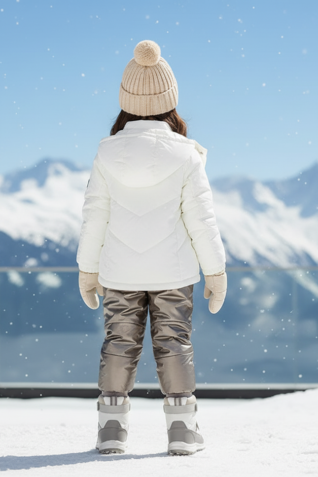 Pantalon De Ski Enfant Brillant Imperméable Matelassé Hiver - Gris Polyester - vue 2