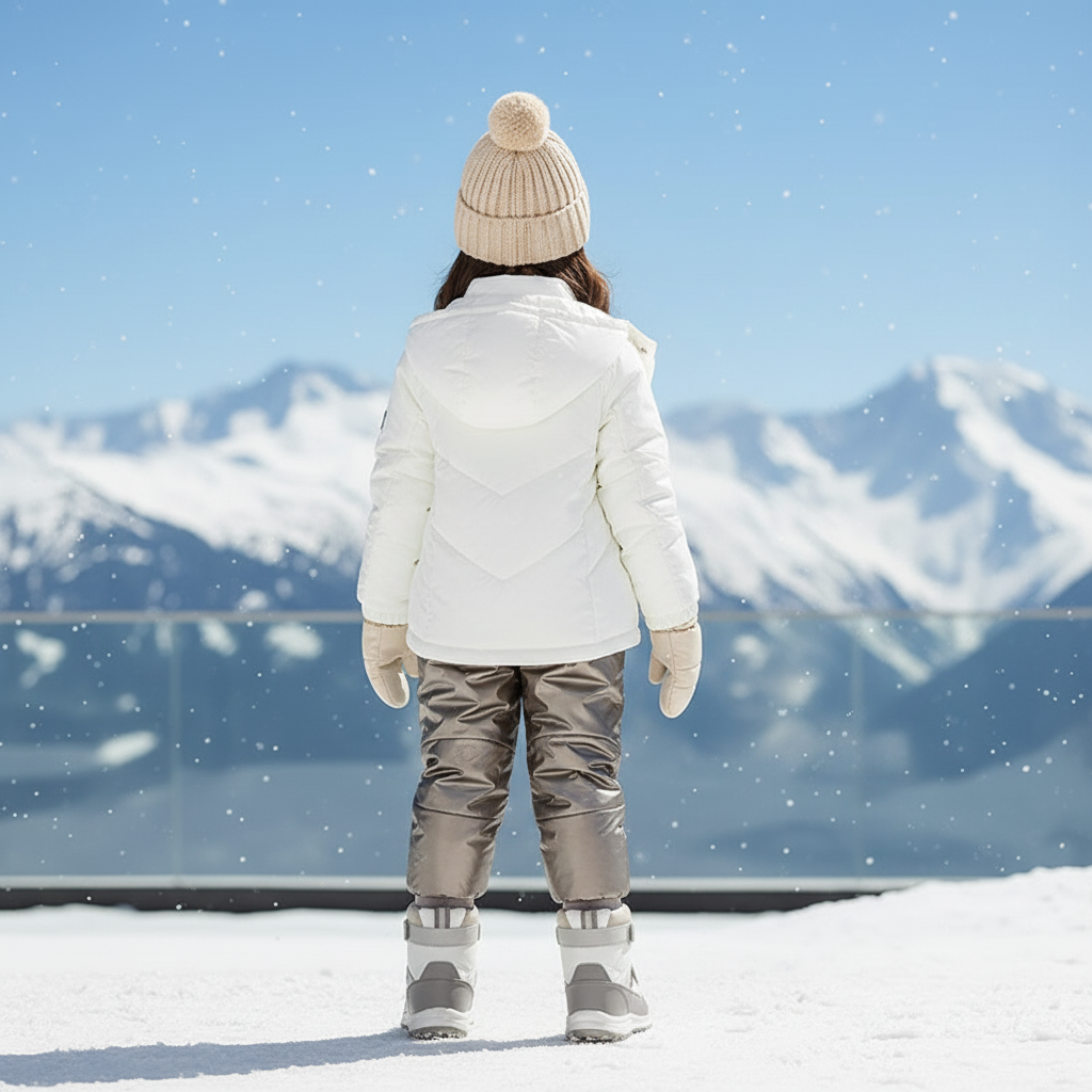 Pantalon De Ski Enfant Brillant Imperméable Matelassé Hiver - Gris Polyester - vue 2
