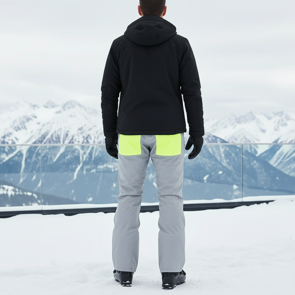 Pantalon De Ski Gris Fluorescent Imperméable Homme Coupe Droite - Polyester - vue 2