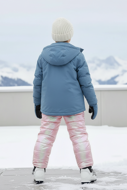Pantalon De Ski Rose Poudré Matelassé Bretelles Enfant - Polyester - vue 2