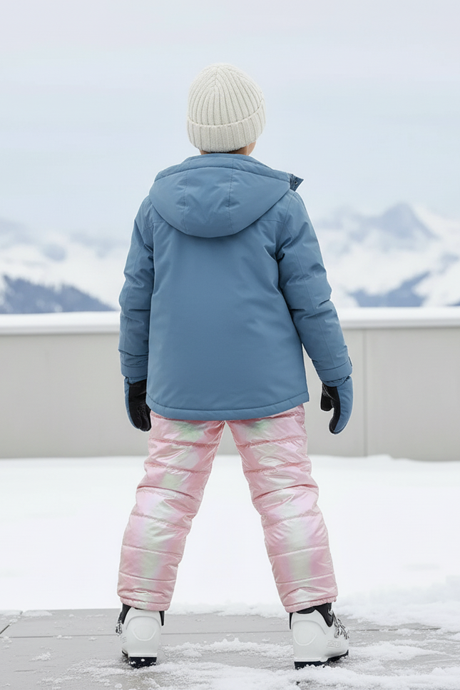 Pantalon De Ski Rose Poudré Matelassé Bretelles Enfant - Polyester - vue 2