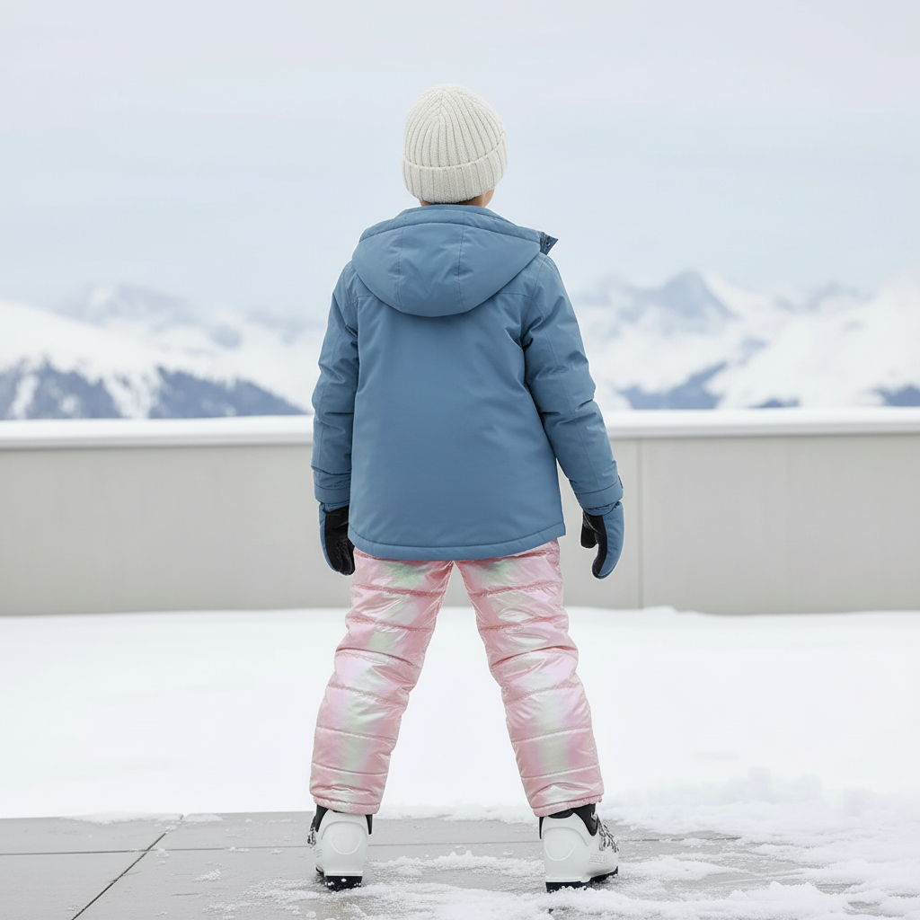 Pantalon De Ski Rose Poudré Matelassé Bretelles Enfant - Polyester - vue 2