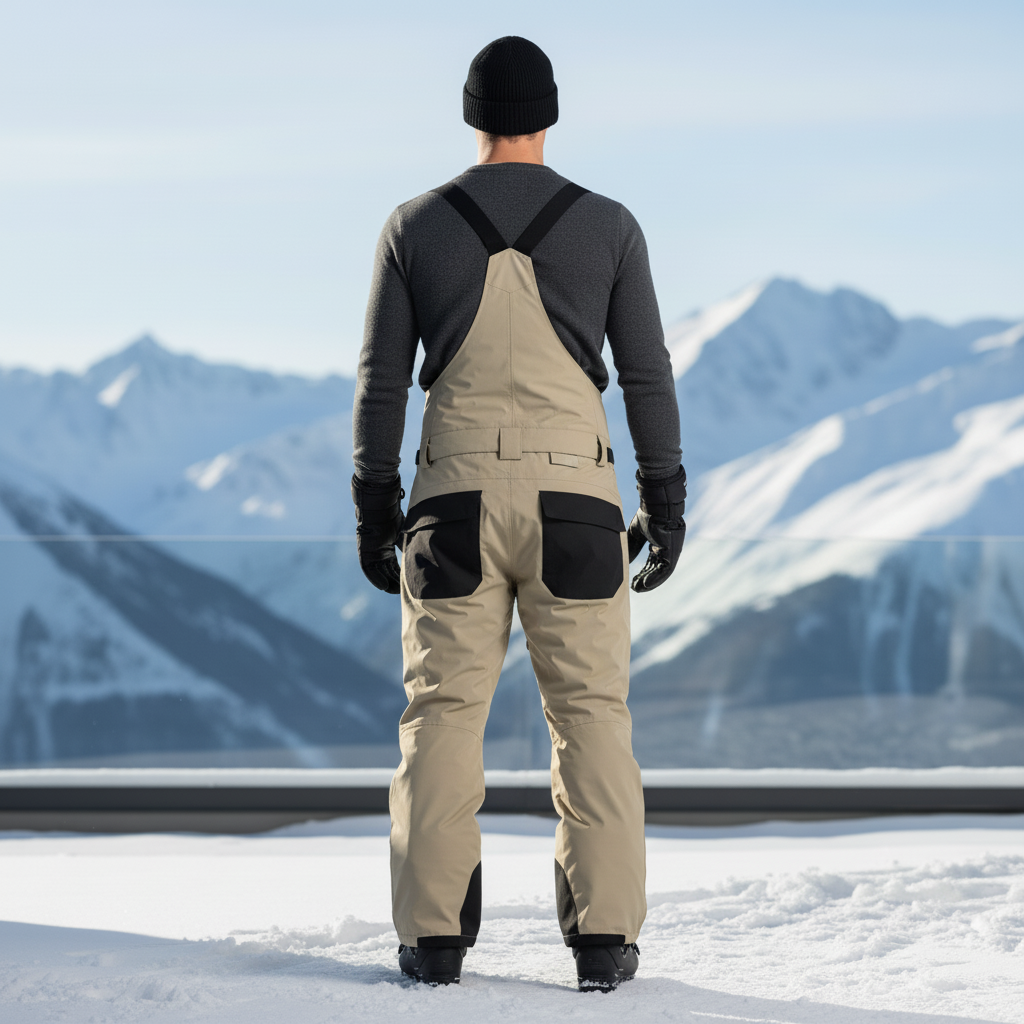 Pantalon De Ski Beige Ample Imperméable Unisexe Bretelles - Polyester - vue 2