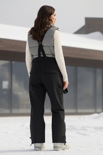 Pantalon De Ski Noir Bretelles Imperméable Femme Hiver - Polyester - vue 2
