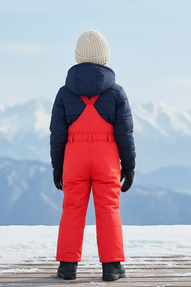 Pantalon De Ski Enfant Rouge Bretelles Imperméable Matelassé - Polyester - vue 2