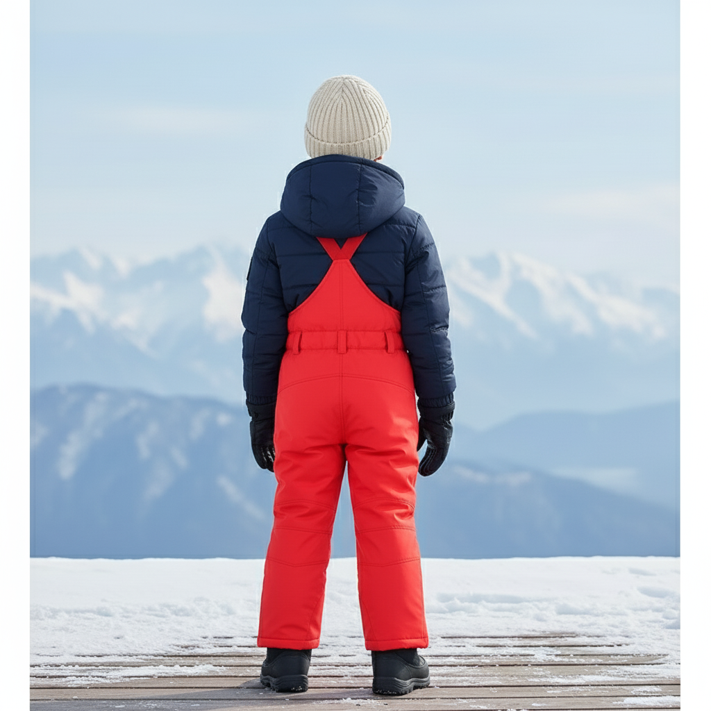 Pantalon De Ski Enfant Rouge Bretelles Imperméable Matelassé - Polyester - vue 2