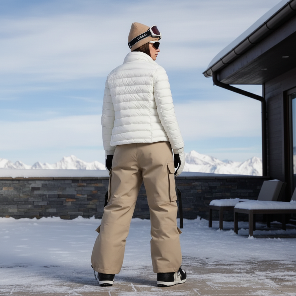 Pantalon De Ski Cargo Ample Beige Imperméable Unisexe - Polyester - vue 2