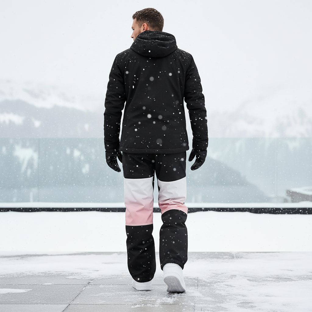 Pantalon De Ski Noir Dégradé Rose Blanc Homme - Polyester - vue 2