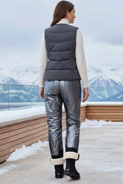 Pantalon De Ski Métallisé Gris Matelassé Femme Hiver - Polyester - vue 2
