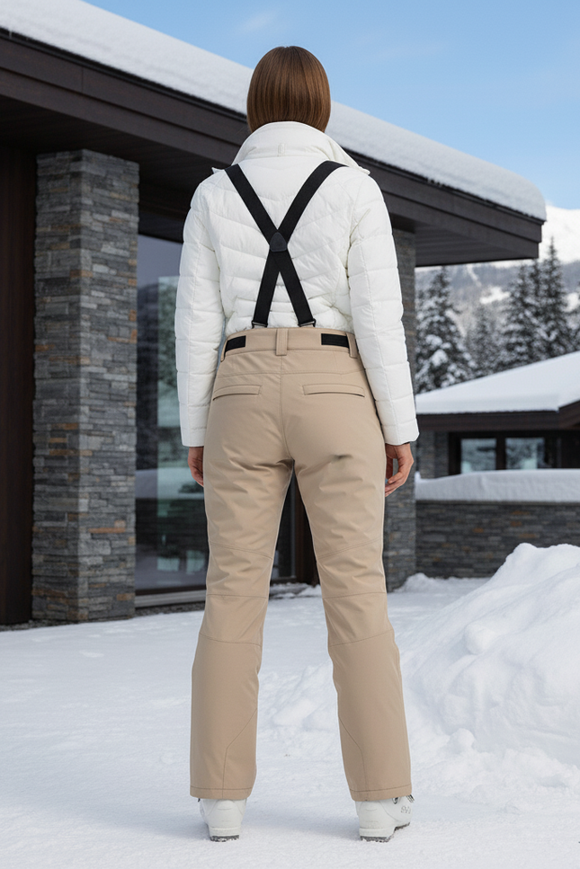 Pantalon De Ski Beige Imperméable Confortable Bretelles Femme - Polyester - vue 2