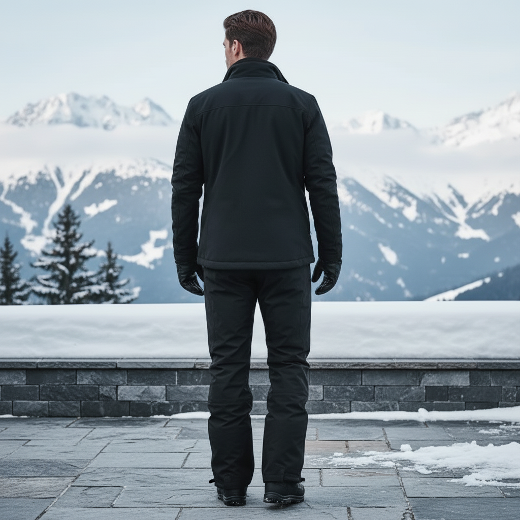 Pantalon De Ski Homme Noir Imperméable Coupe Droite Hiver - Polyester - vue 2