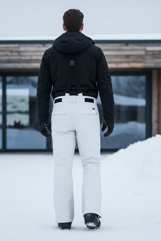 Pantalon De Ski Blanc Homme Imperméable Bretelles Coupe Droite - Polyester - vue 2