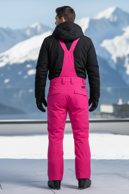 Pantalon De Ski Fuschia Imperméable Bretelles Homme Épais - Rose Polyester - vue 2