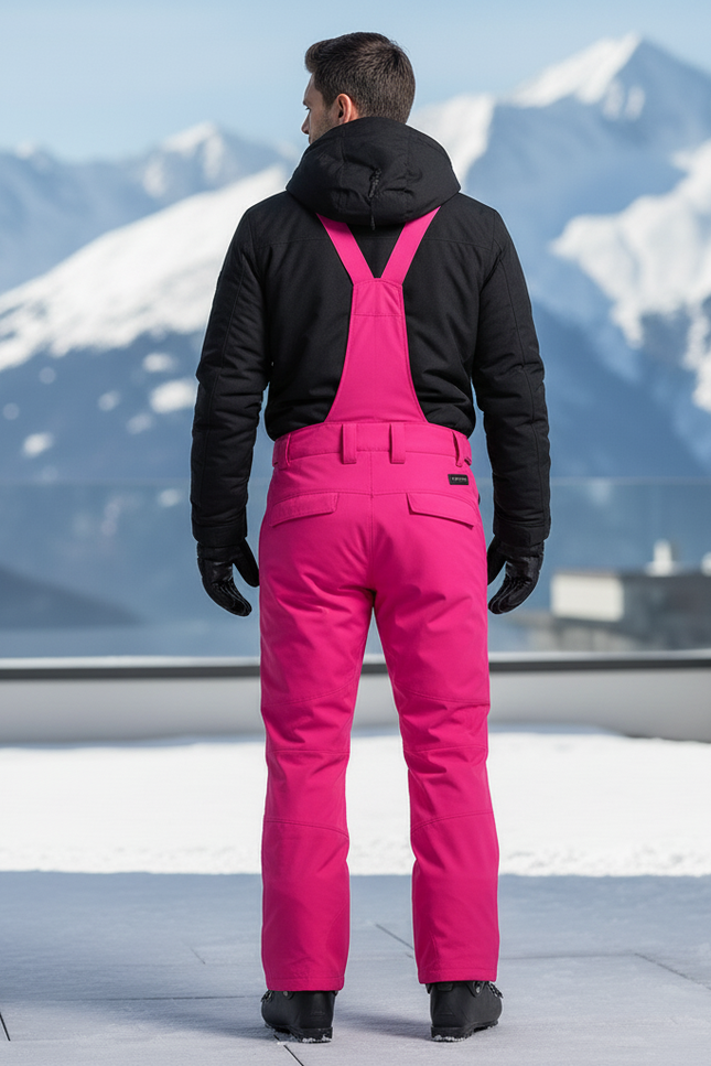 Pantalon De Ski Fuschia Imperméable Bretelles Homme Épais - Rose Polyester - vue 2