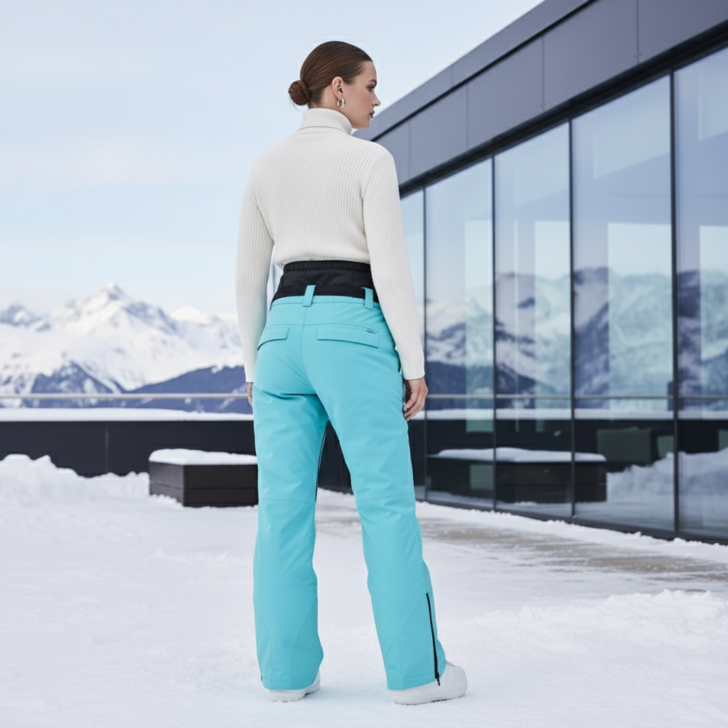 Pantalon De Ski Turquoise Ceinture Haute Imperméable Unisexe - Bleu Polyester - vue 2