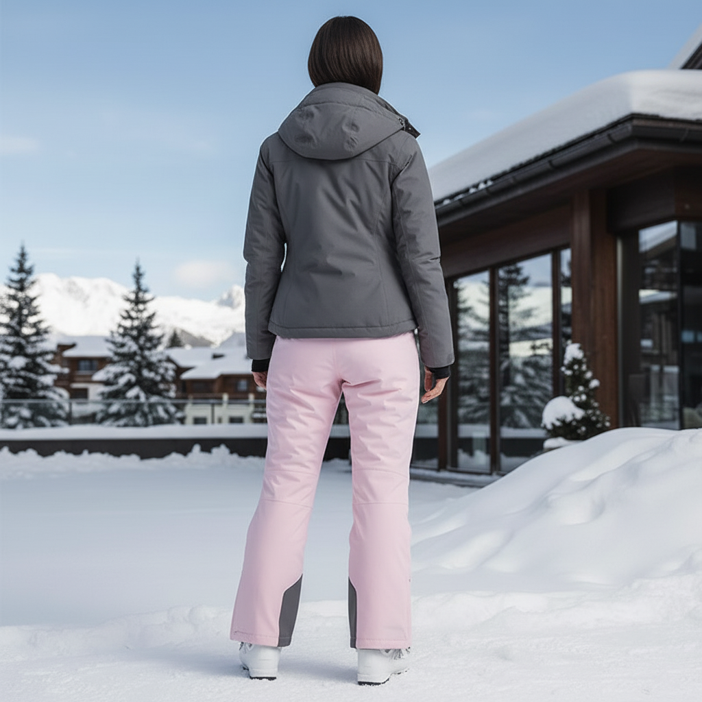Pantalon De Ski Rose Pâle Droit Imperméable Femme Hiver - Polyester - vue 2