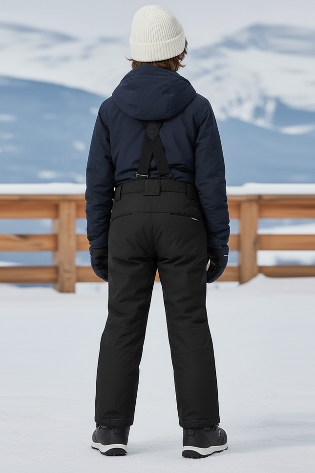 Pantalon De Ski Noir Imperméable Enfant Bretelles Chaud - Polyester - vue 2
