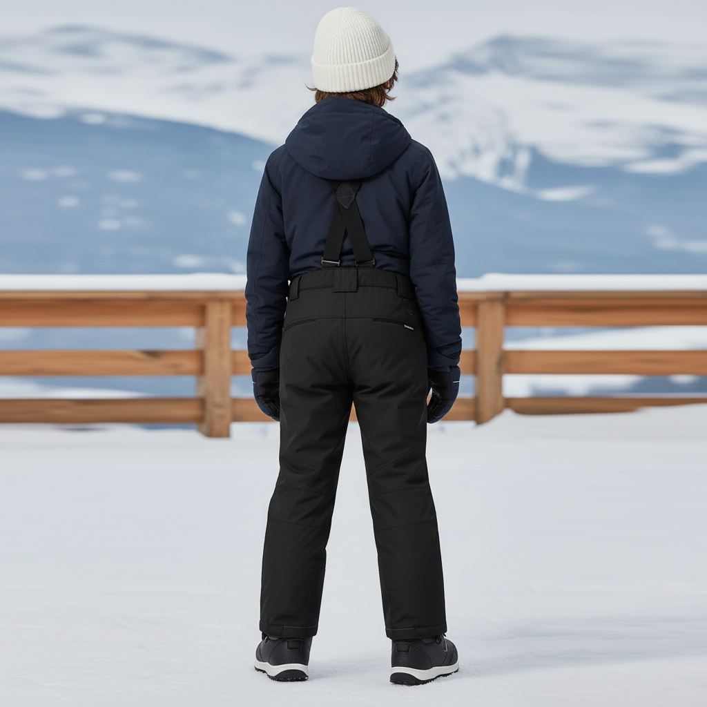 Pantalon De Ski Noir Imperméable Enfant Bretelles Chaud - Polyester - vue 2