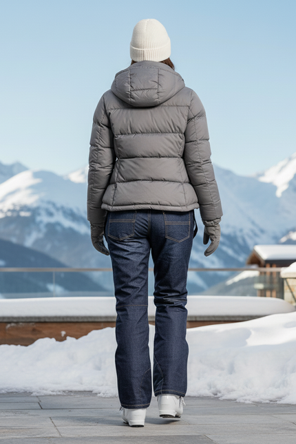 Pantalon De Ski Jean Denim Imperméable Bretelles Femme - Marine - vue 2