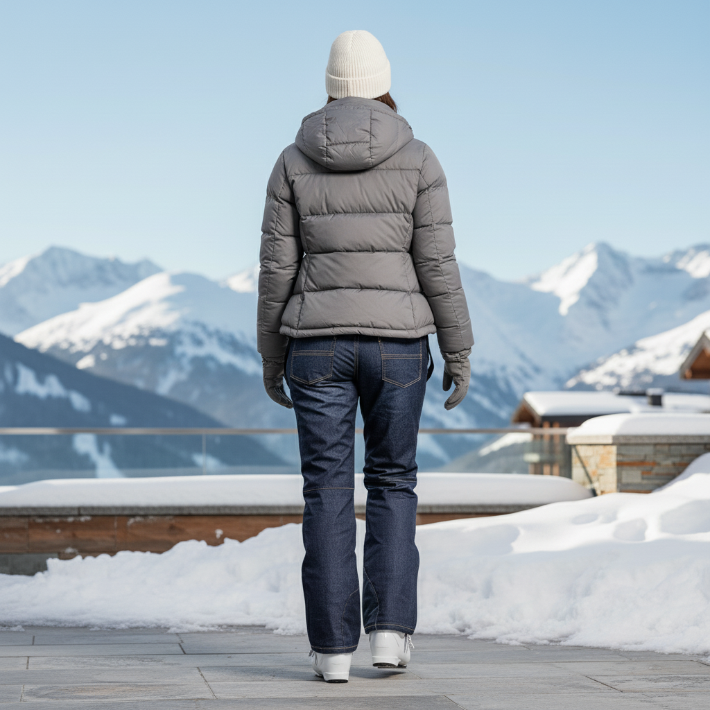 Pantalon De Ski Jean Denim Imperméable Bretelles Femme - Marine - vue 2