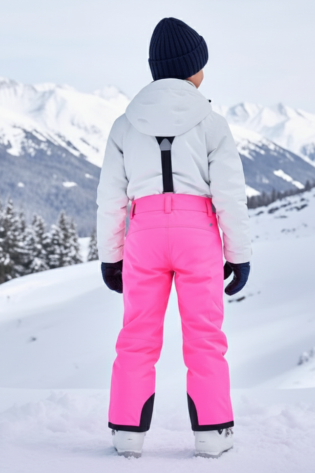 Pantalon De Ski Rose Vif Imperméable Enfant Bretelles - Polyester - vue 2