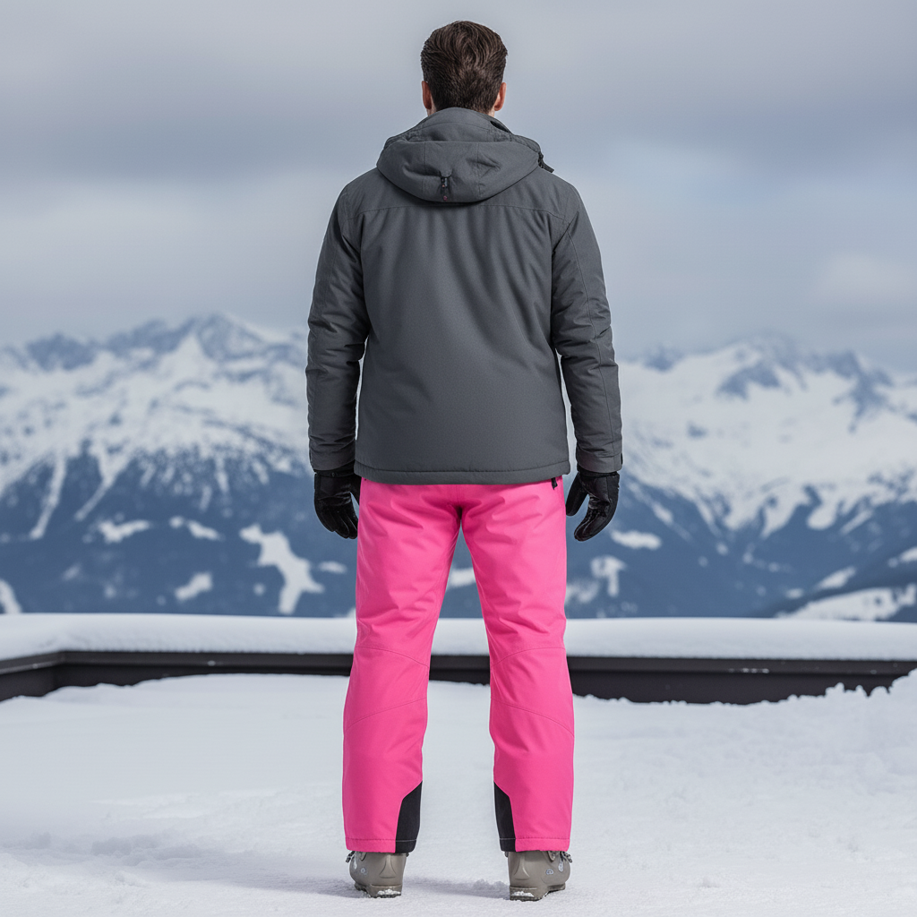 Pantalon De Ski Rose Vif Imperméable Cargo Homme - Polyester - vue 2