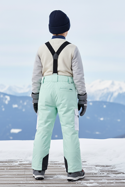 Pantalon De Ski Enfant Vert Menthe Bicolore Bretelles Imperméable - Polyester - vue 2
