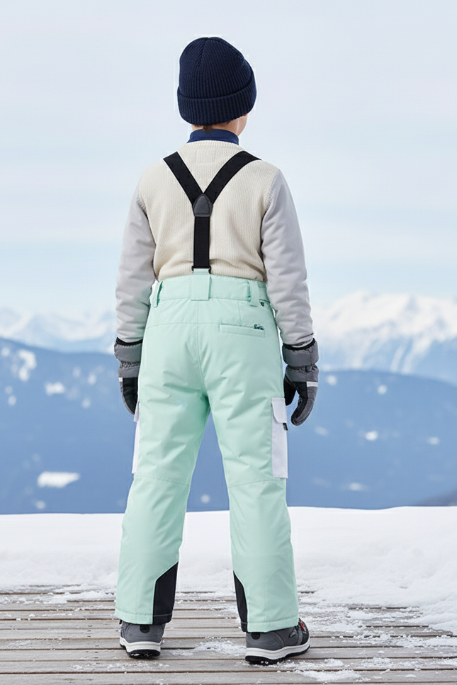 Pantalon De Ski Enfant Vert Menthe Bicolore Bretelles Imperméable - Polyester - vue 2