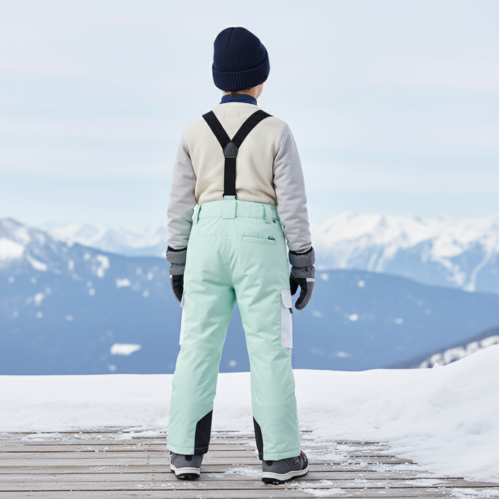 Pantalon De Ski Enfant Vert Menthe Bicolore Bretelles Imperméable - Polyester - vue 2