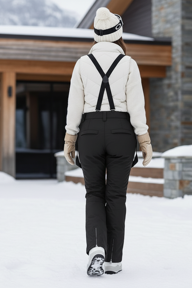 Pantalon De Ski Noir Droit Imperméable Femme Hiver - Polyester - vue 2