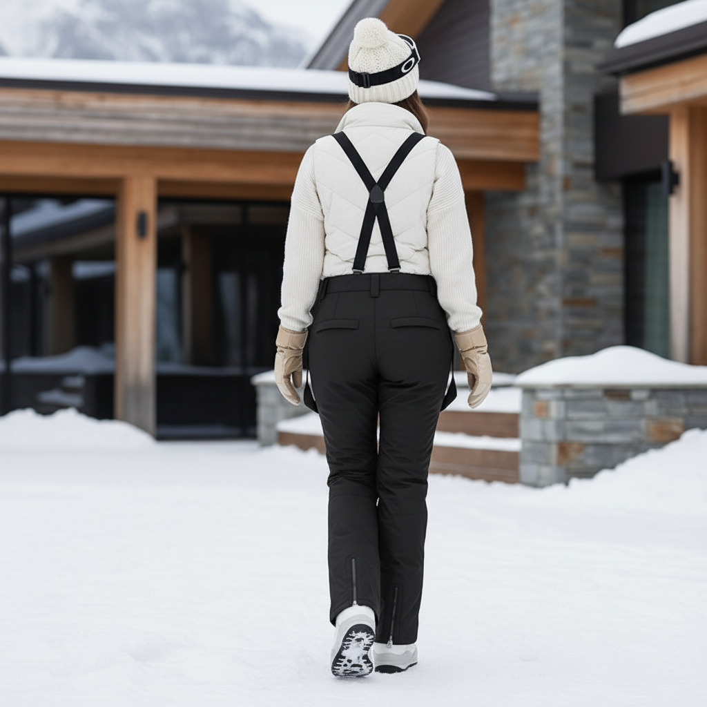 Pantalon De Ski Noir Droit Imperméable Femme Hiver - Polyester - vue 2